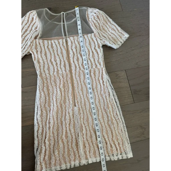 Lulus White Embroidered Mesh Mini Dress Short Sleeve - Picture 4 of 7